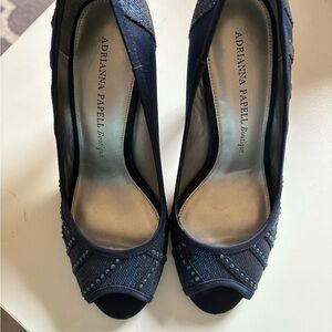 Adrianna Papell Midnight Blue Embellished Heels
